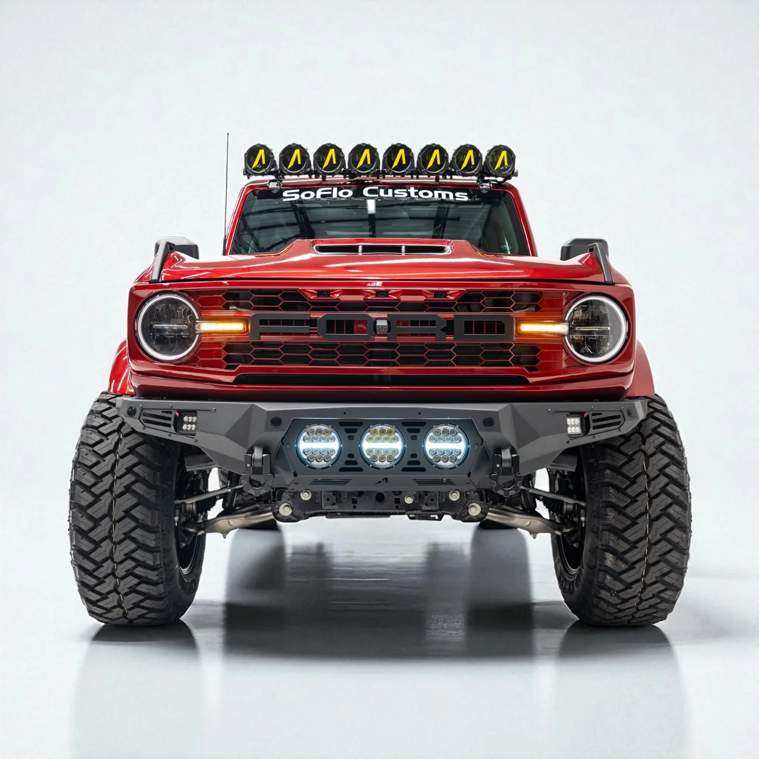 Bronco 2021-2025 8 LED Circle Light Bar with A Covers - Image 3