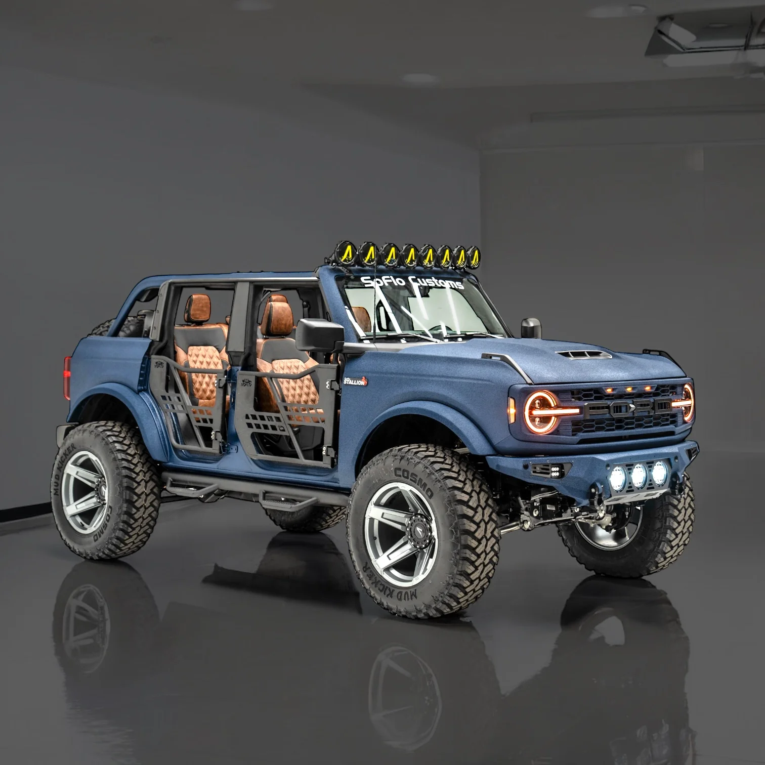 Bronco 2021-2025 8 LED Circle Light Bar with A Covers - Image 5