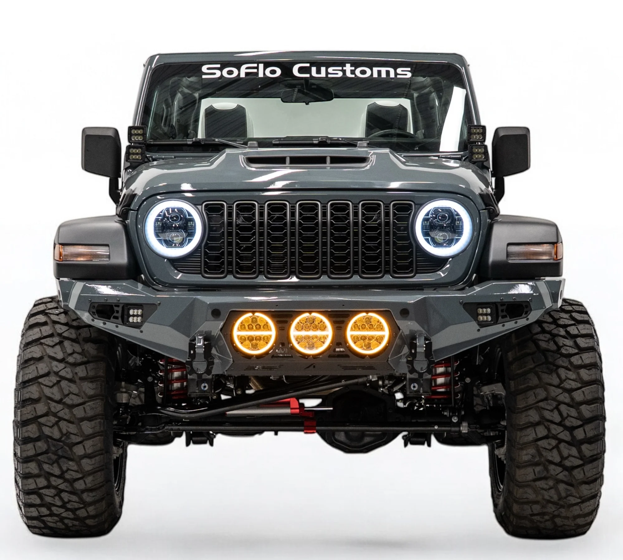 Jeep Wrangler Baja Steel Front Bumper with 3 LED Lights 2018-2025 - Image 3
